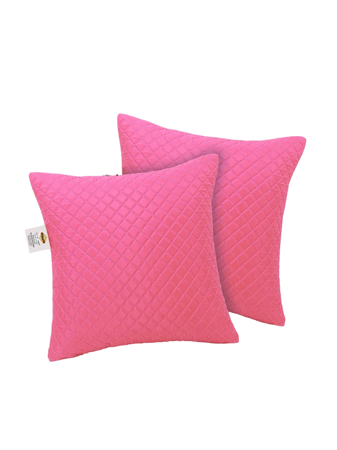 

Adbeni Pink 2-Pieces Quilted Light Weight Square Cushions