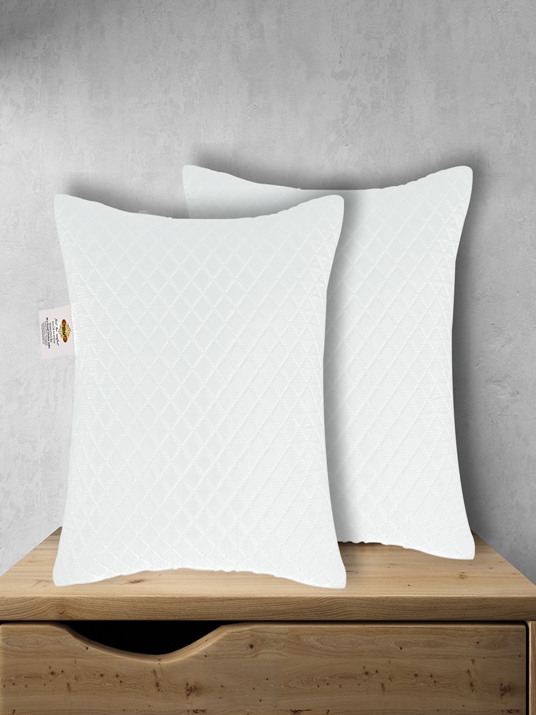 

Adbeni White 2 Pieces Quilted Light Weight Soft Pre-Filled Cushions