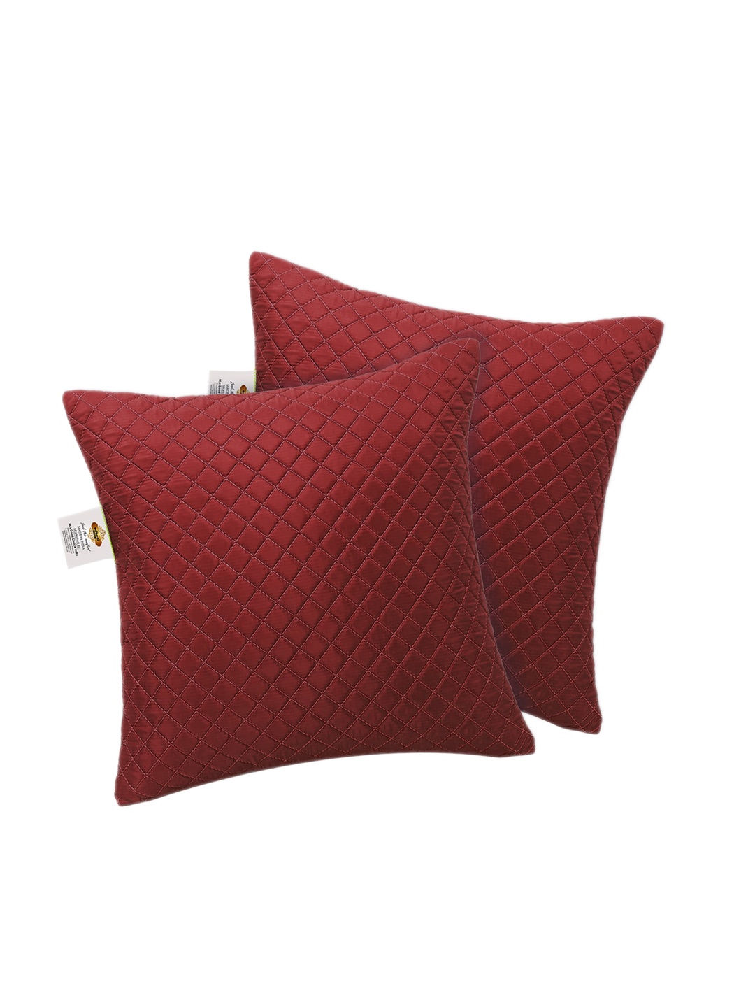 

Adbeni 2 Pieces Maroon Quilted Square Pre-Filled Cushions