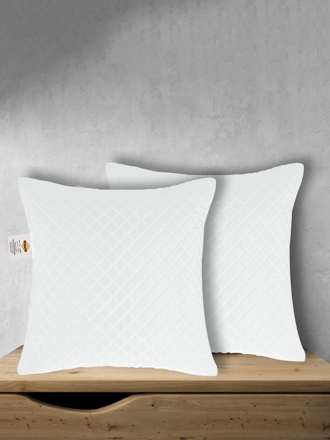 

Adbeni White 2 Pieces Quilted Light Weight Soft Pre-Filled Cushions