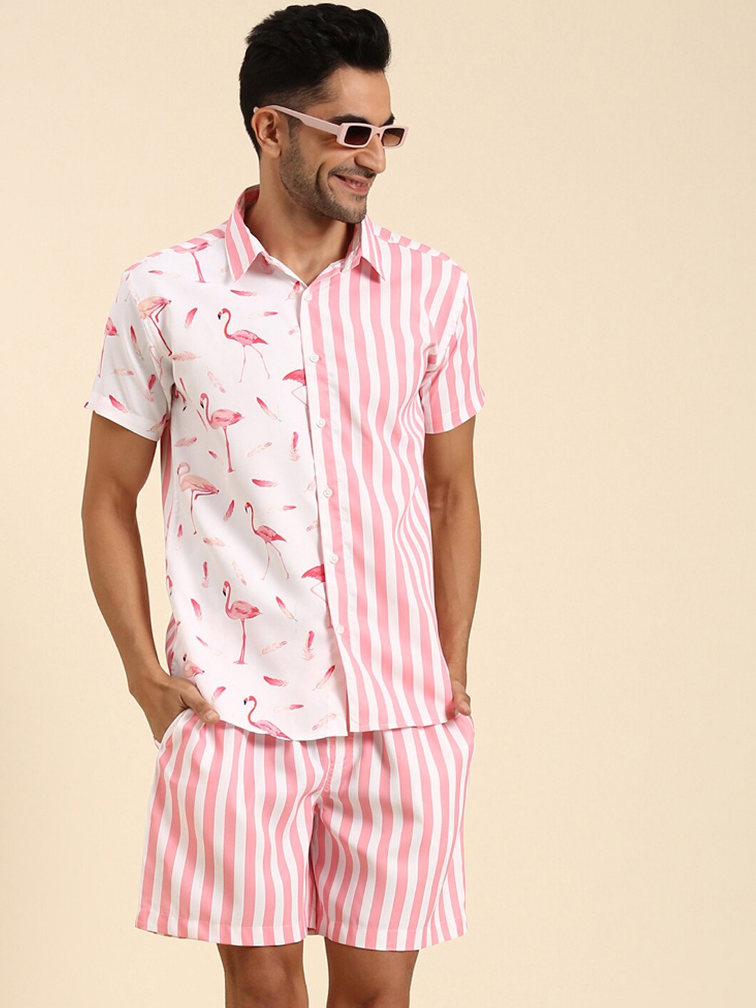 

Joven Flamingo Printed Shirt With Shorts, Pink