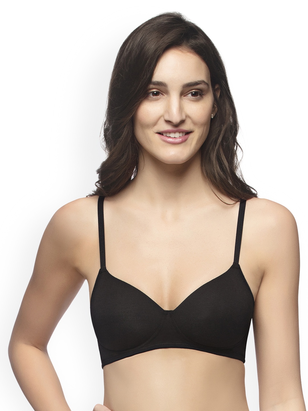 

Amante Black Solid Non-Wired Lightly Padded T-shirt Bra BRA10216