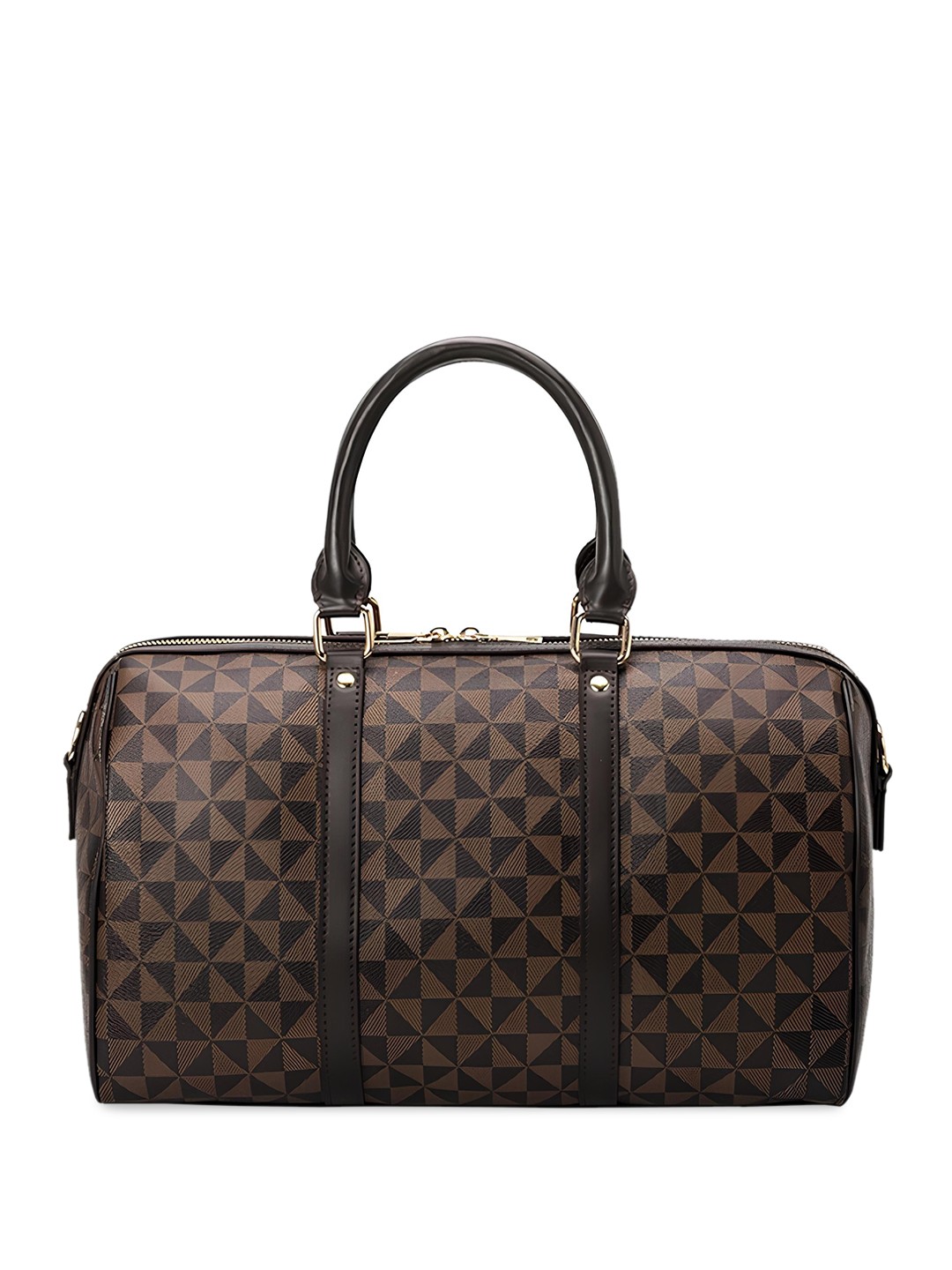 

ELOPPE Unisex Printed Genuine Leather Duffel Bag, Brown