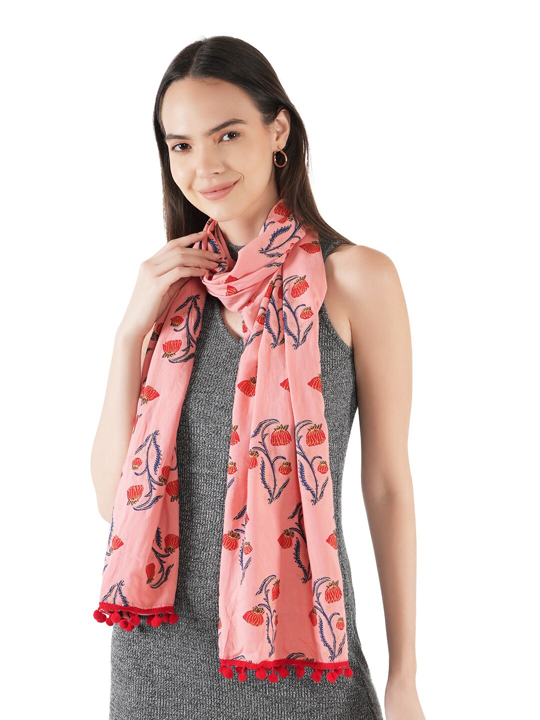 

Style Shoes Women Floral Printed Stole, Pink
