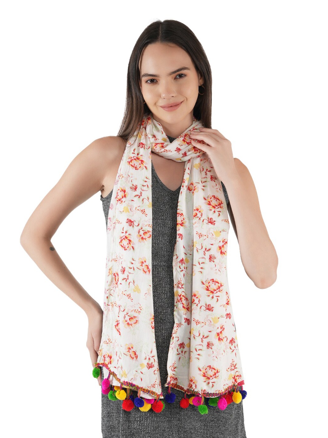 

Style Shoes Women Floral Printed Stole, White