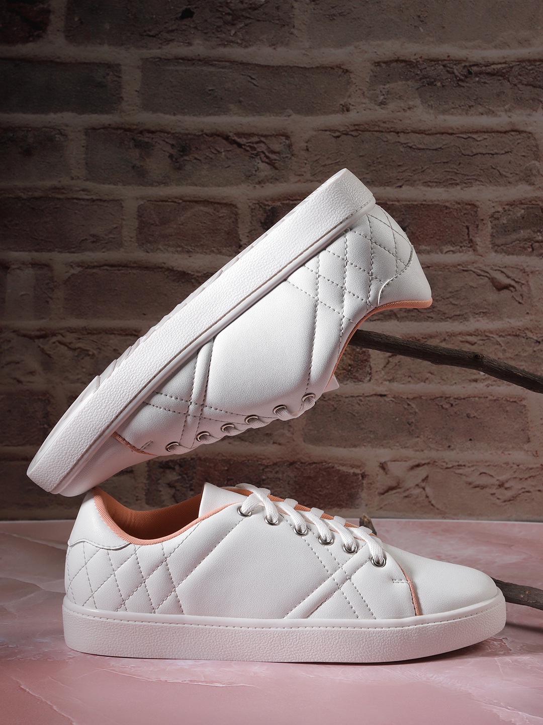 

The Roadster Lifestyle Co. Women Round-Toe Woven Design Sneakers, White
