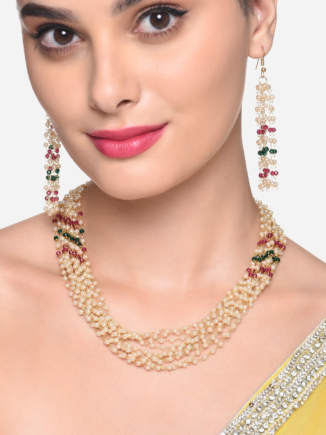 

Zaveri Pearls Gold-Plated Beaded Jewellery Set