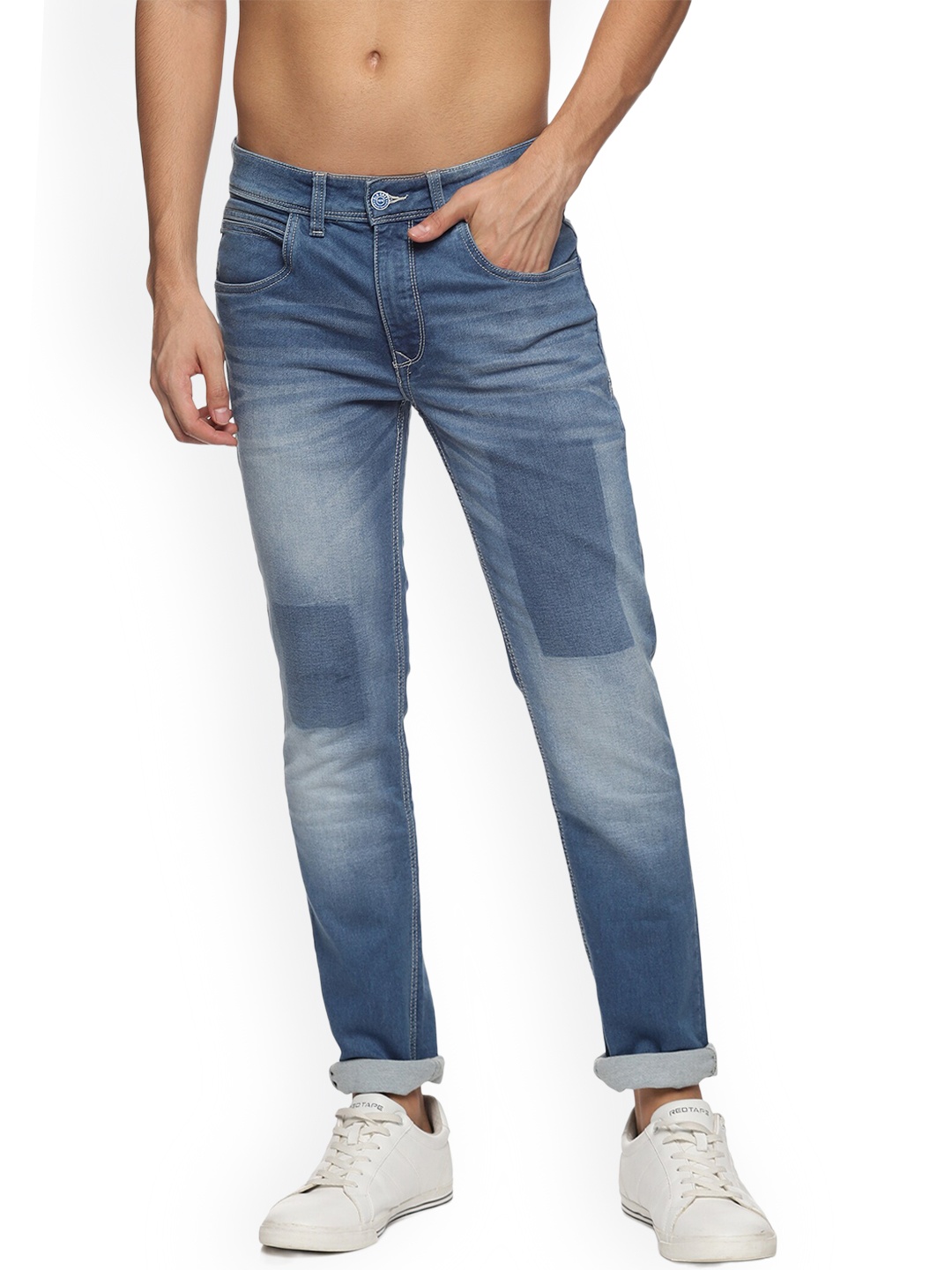 

Old Grey Men Mid-Rise Heavy Fade Stretchable Denim Jeans, Blue