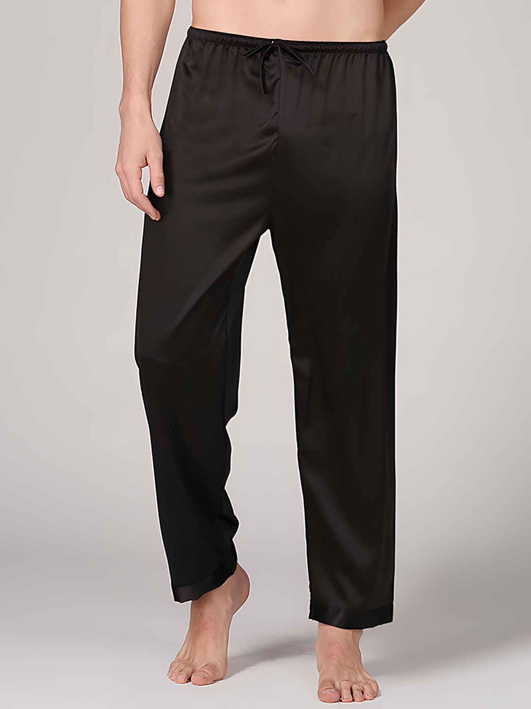 

MENS POEM Mid-Rise Silk Lounge Pants, Black