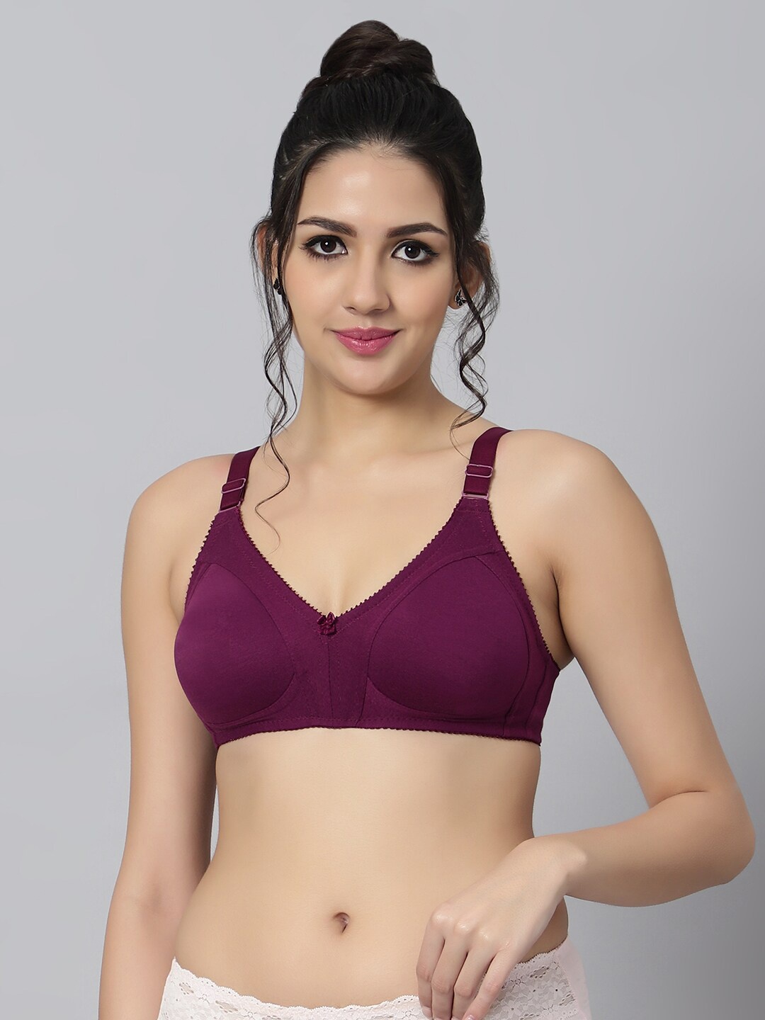 

Bluenixie Cotton Wirefree support Regular Straps Full Coverage Bra, Burgundy