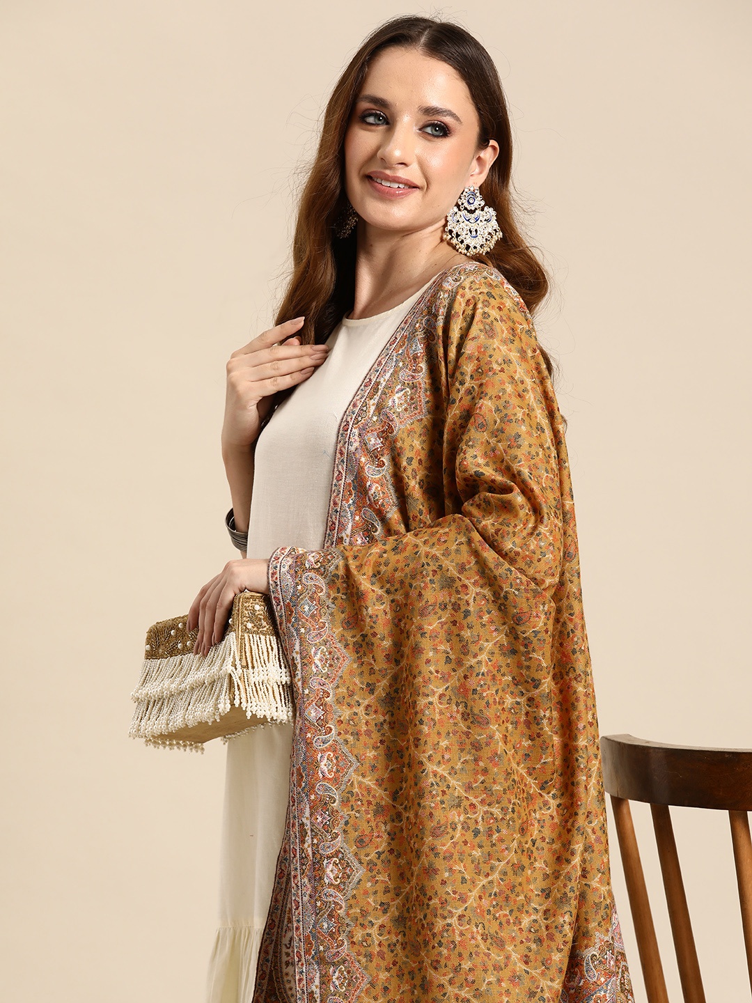 

Sangria Women Ethnic Motifs Stole, Mustard