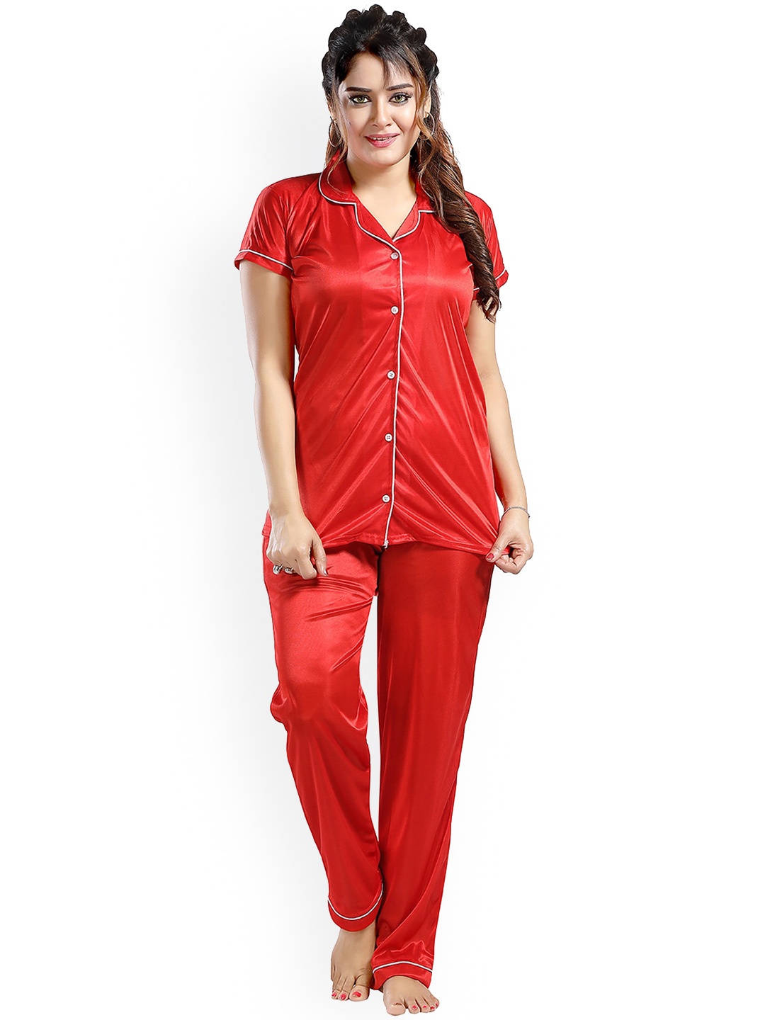 

FOMTI Satin Night Lapel Collar Suit, Red