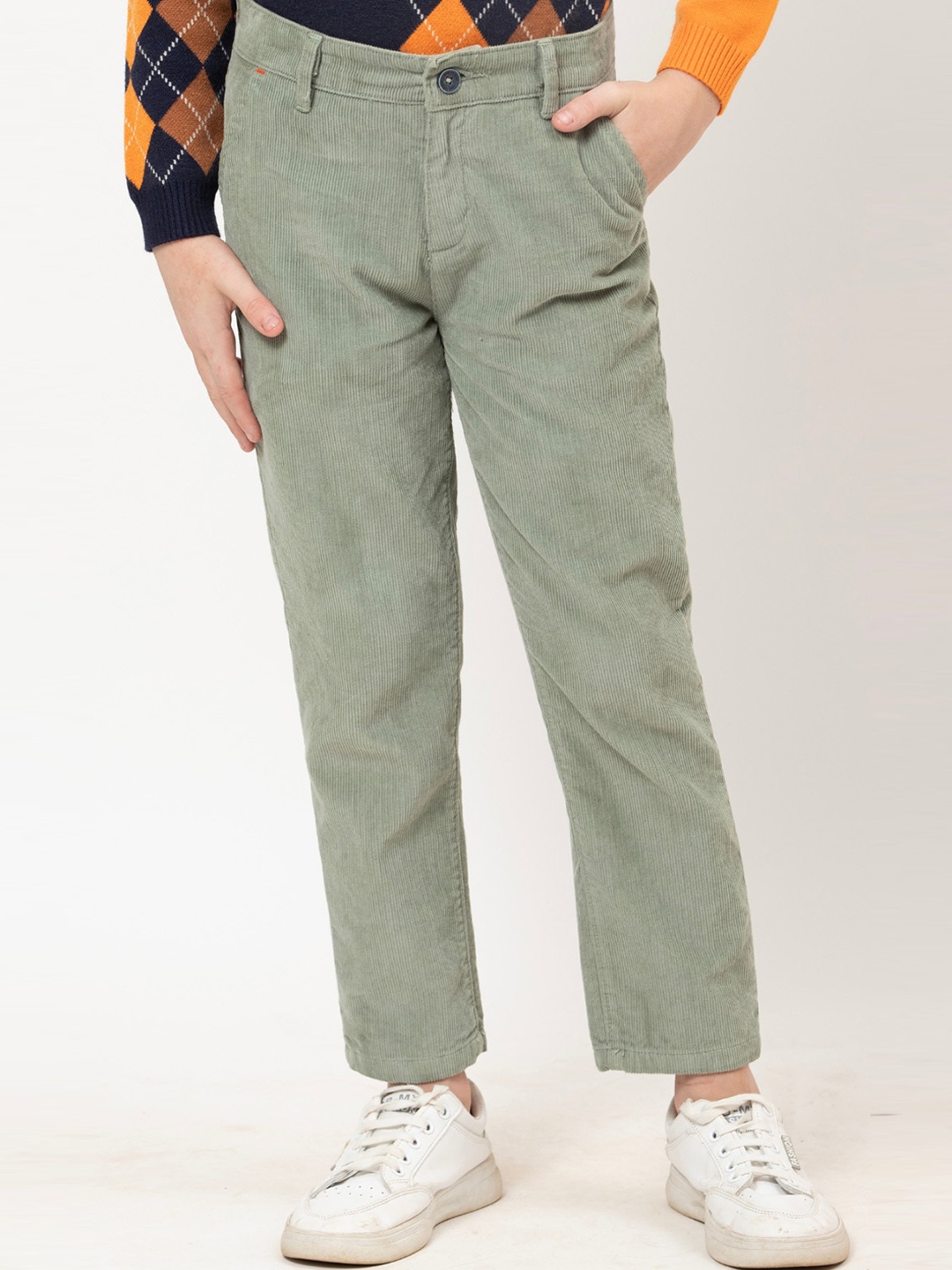 

One Friday Boys Relaxed Cotton Chinos Trousers, Green