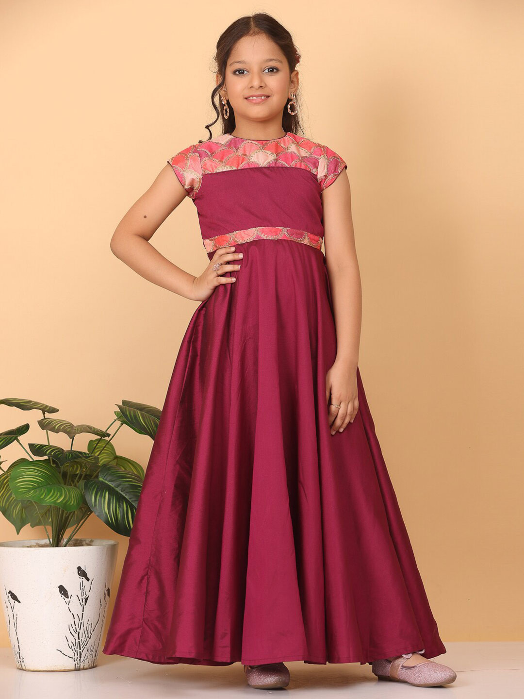 

Ethnovog Geometric Printed Fit & Flare Maxi Dress, Purple