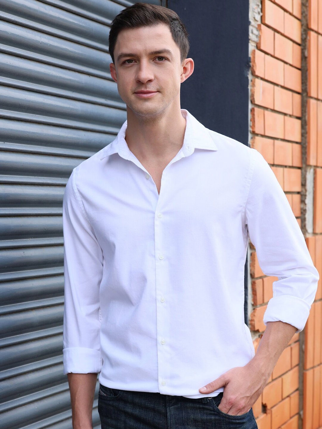 

POE Classic Slim Fit Casual Shirt, White