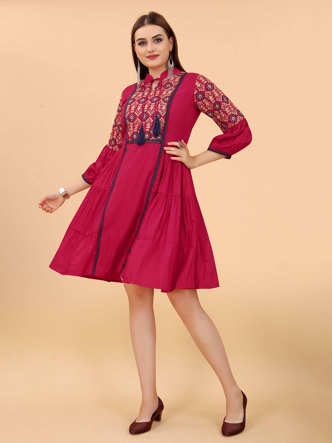 

Growish Red Fit & Flare Dress