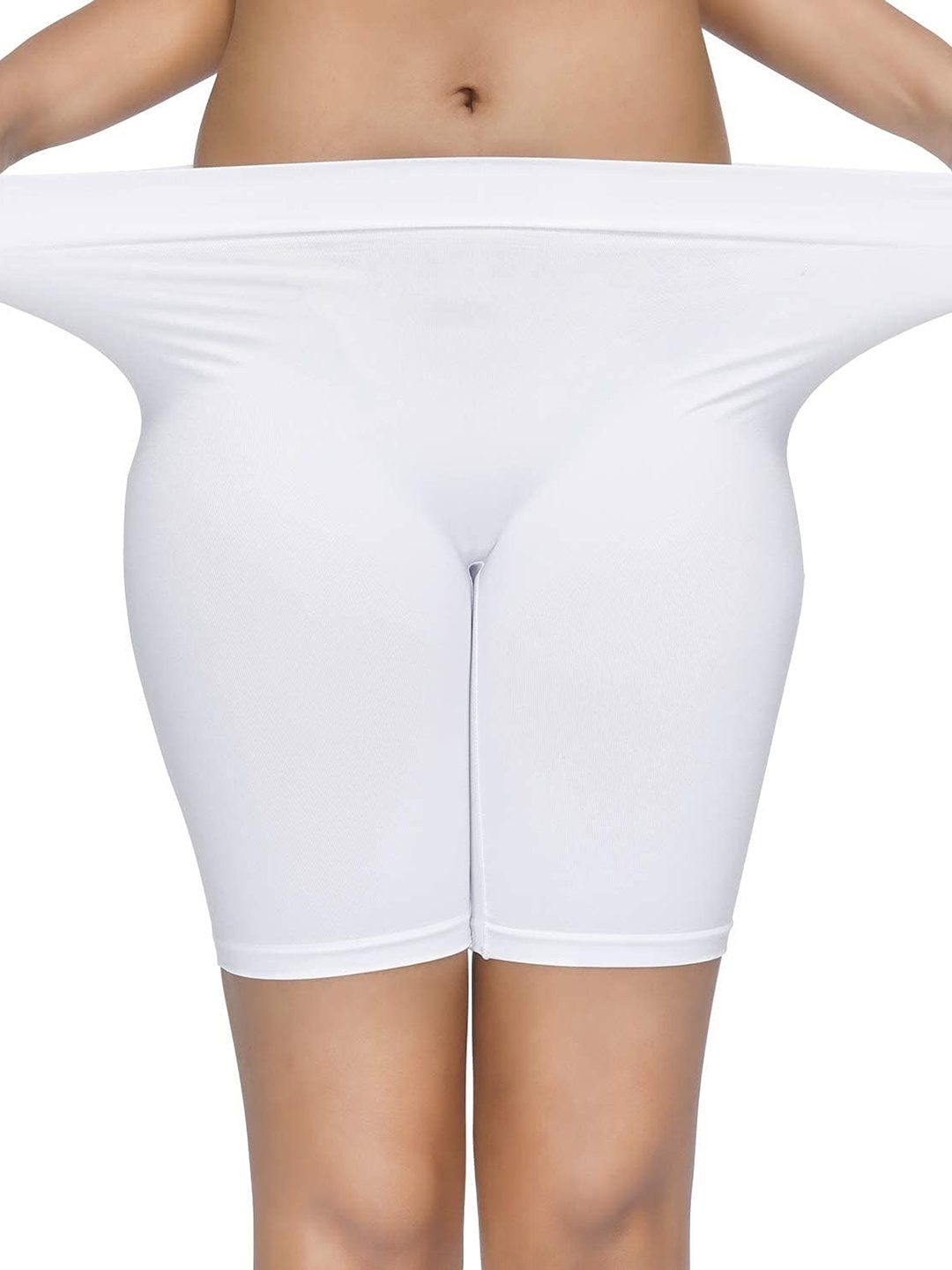 MYSHA Women High-Rise Seamless Cycling Sports Shorts, White