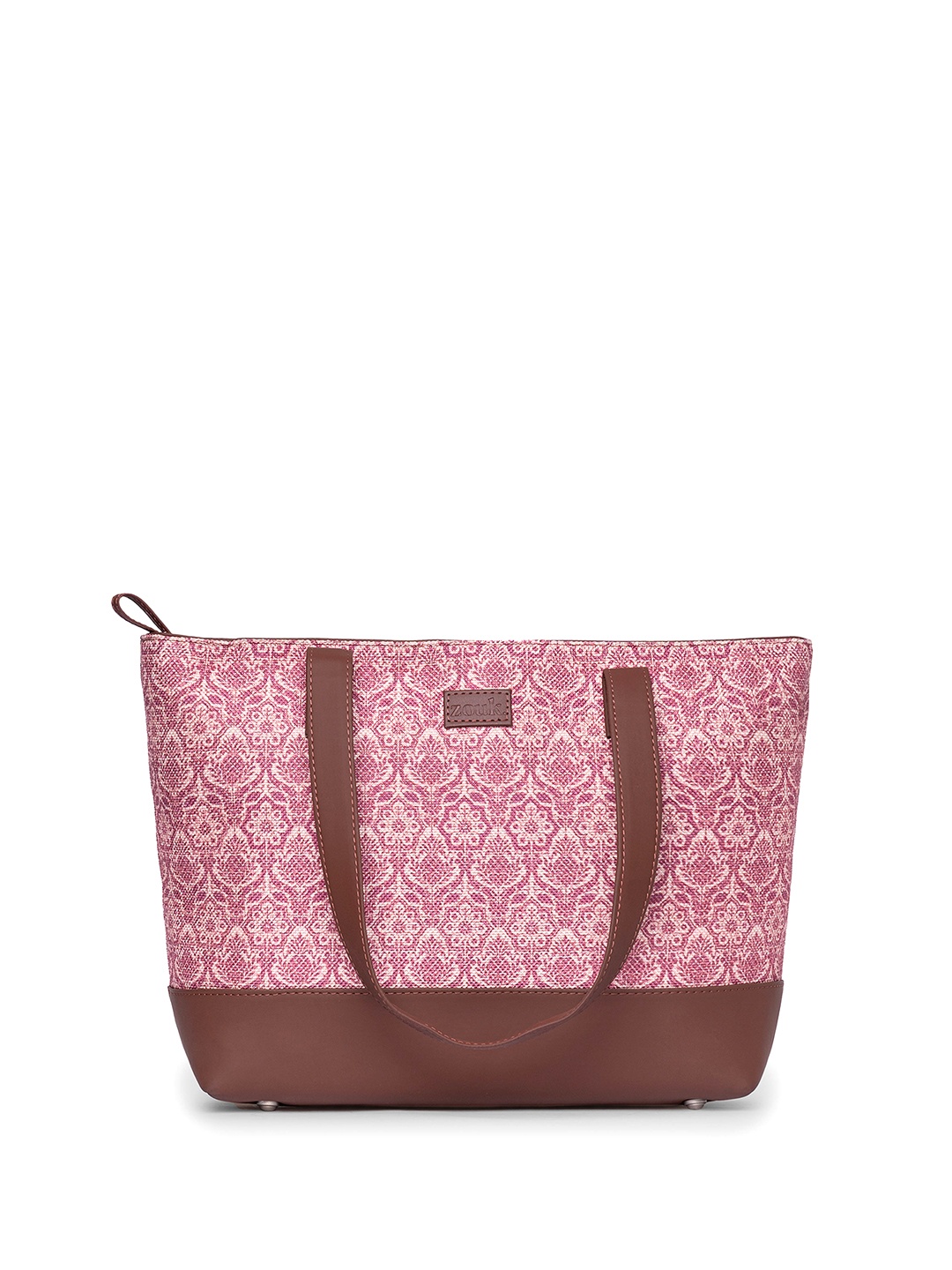 

ZOUK Floral Printed Structured Jute Shoulder Bag, White
