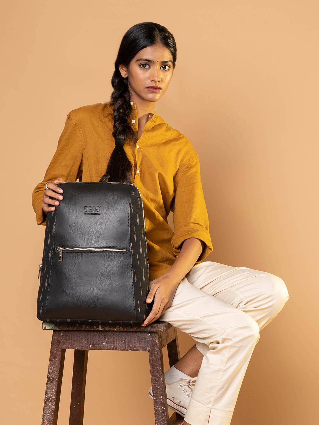 

ZOUK Women 14 Inch Laptop Vegan Leather Backpack, Black