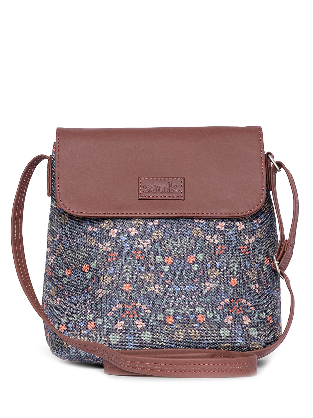 

ZOUK Floral Printed Structured Sling Bag, Multi