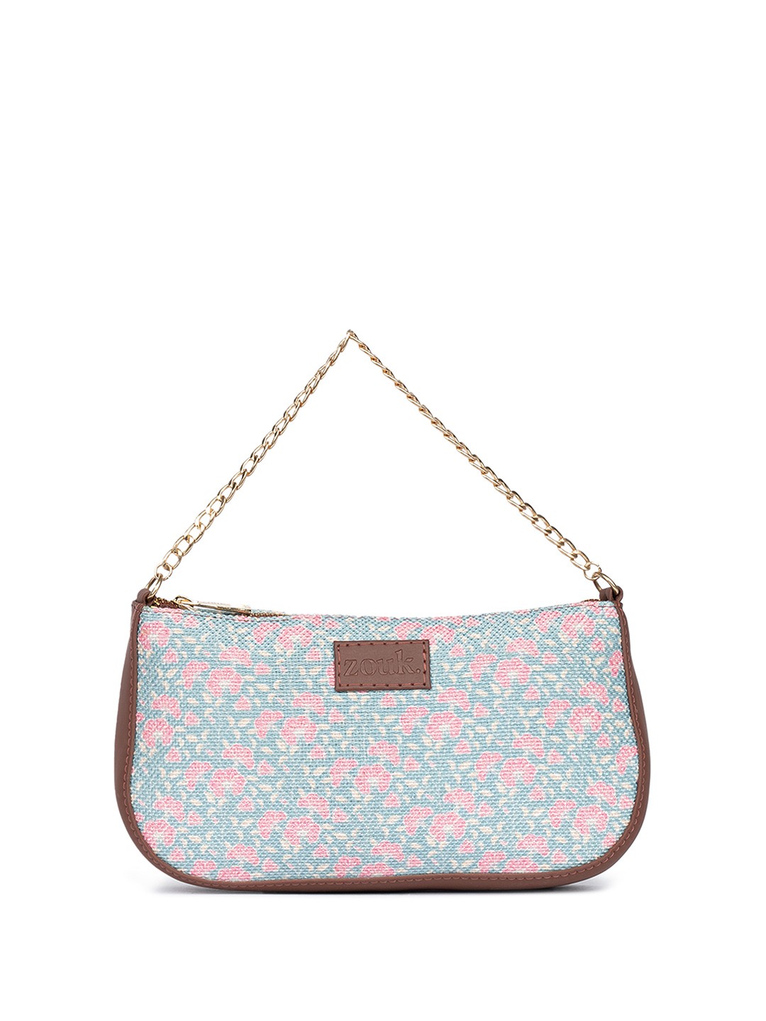 

ZOUK Floral Printed Structured Shoulder Bag, Blue