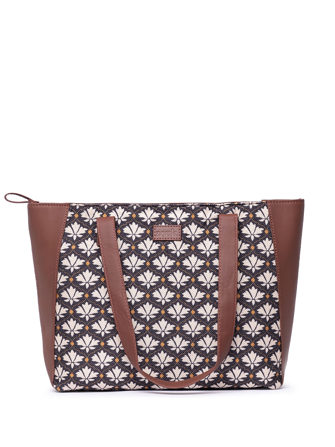 

ZOUK Floral Printed Structured Shoulder Bag, Black
