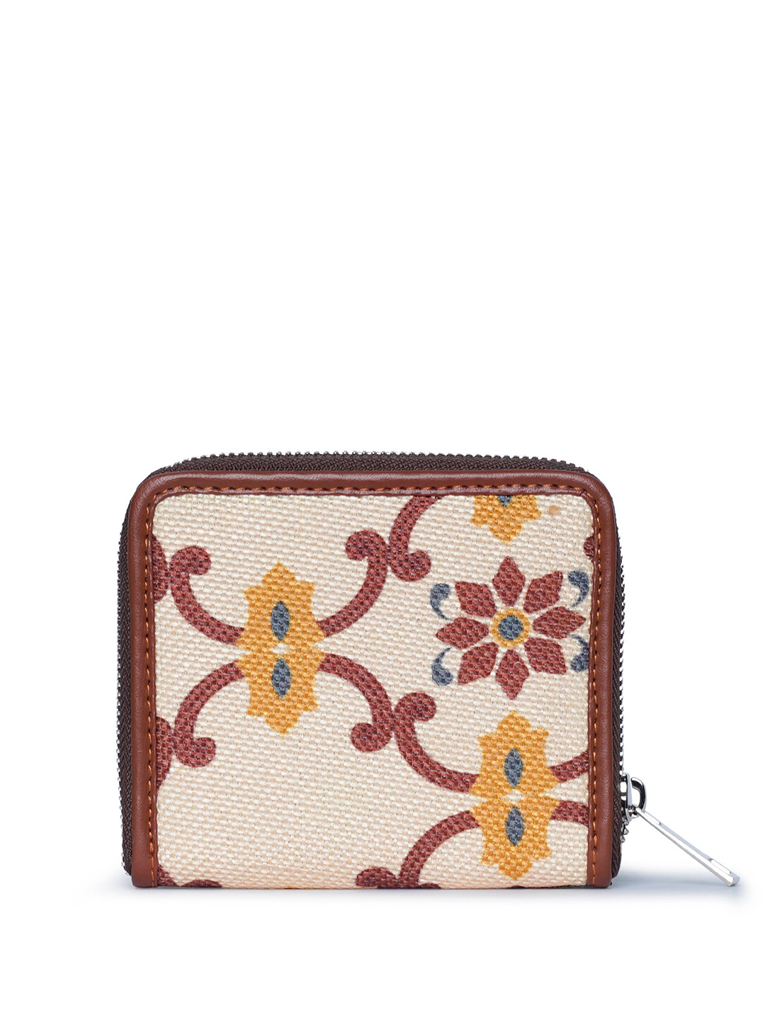 

ZOUK Ethnic Motifs Printed Zip Around Wallet, Beige