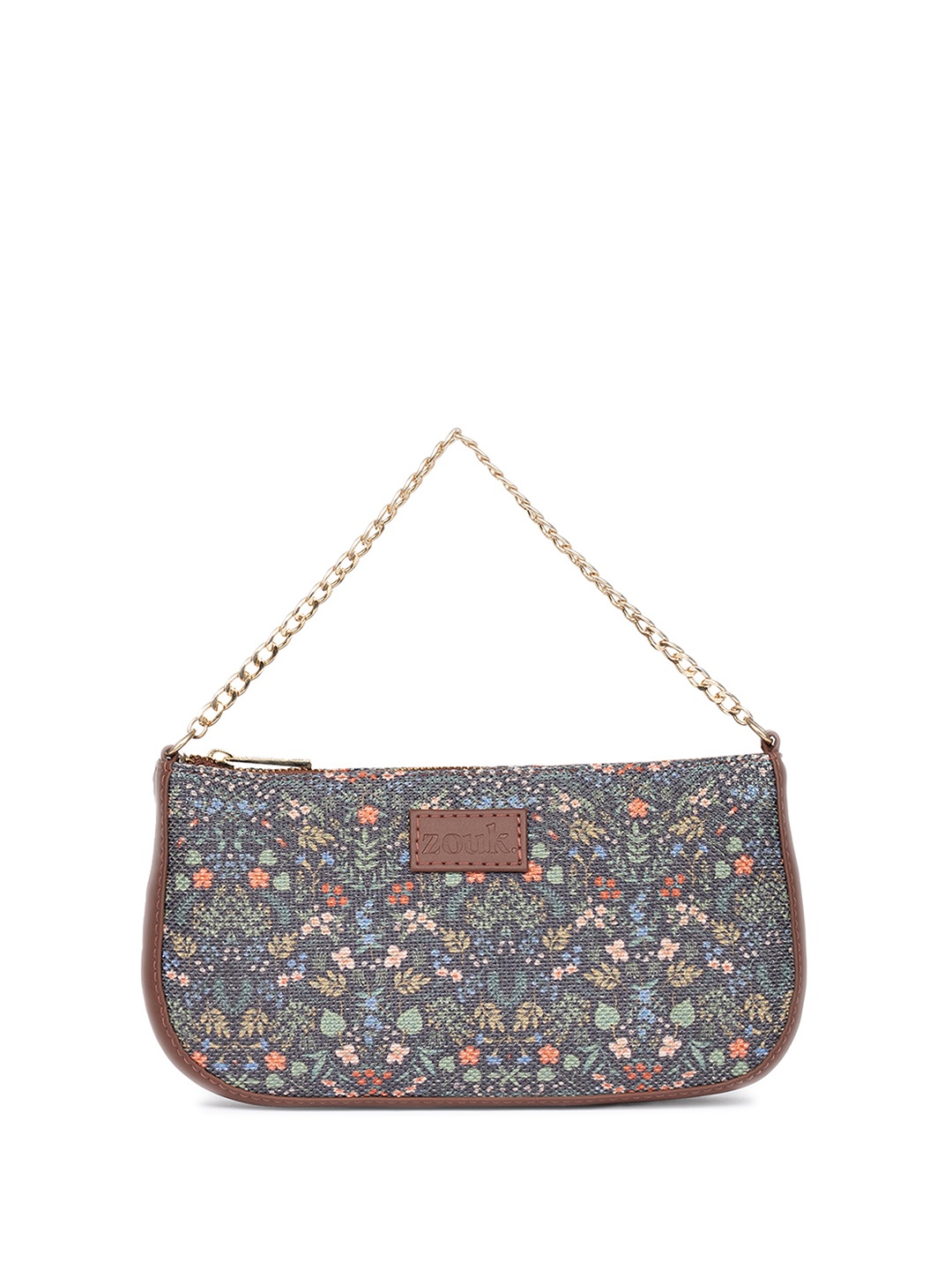 

ZOUK Floral Printed Structured Hobo Bag, Blue