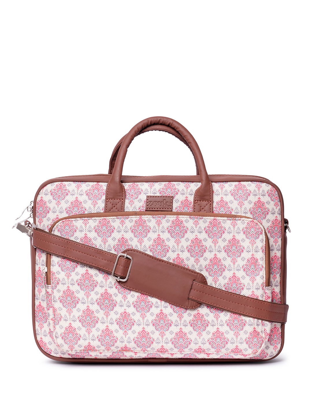 

ZOUK Women Printed Jute Laptop Bag Up to 16 inch, Pink