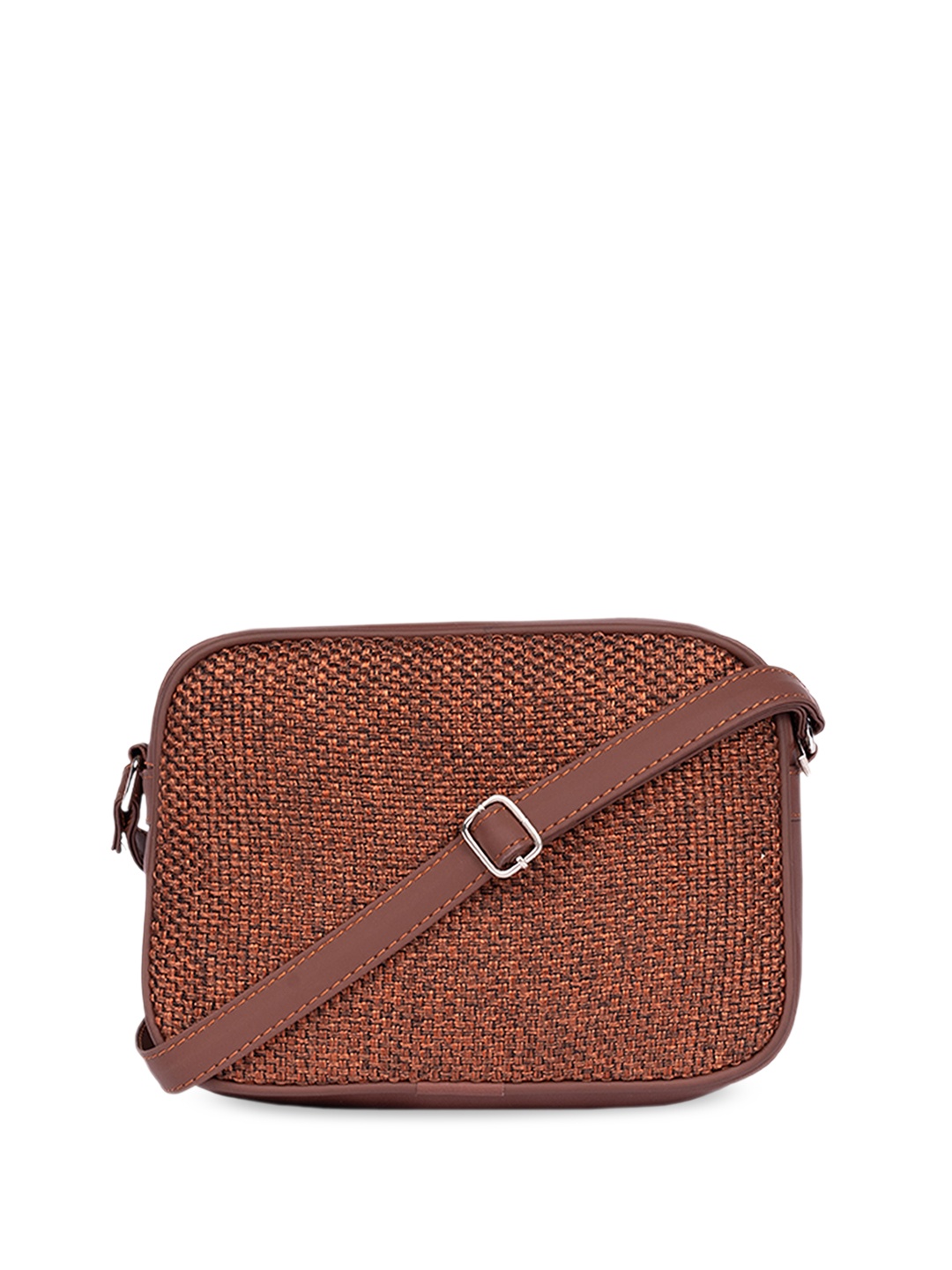

ZOUK Textured Structured Jute Sling Bag, Brown