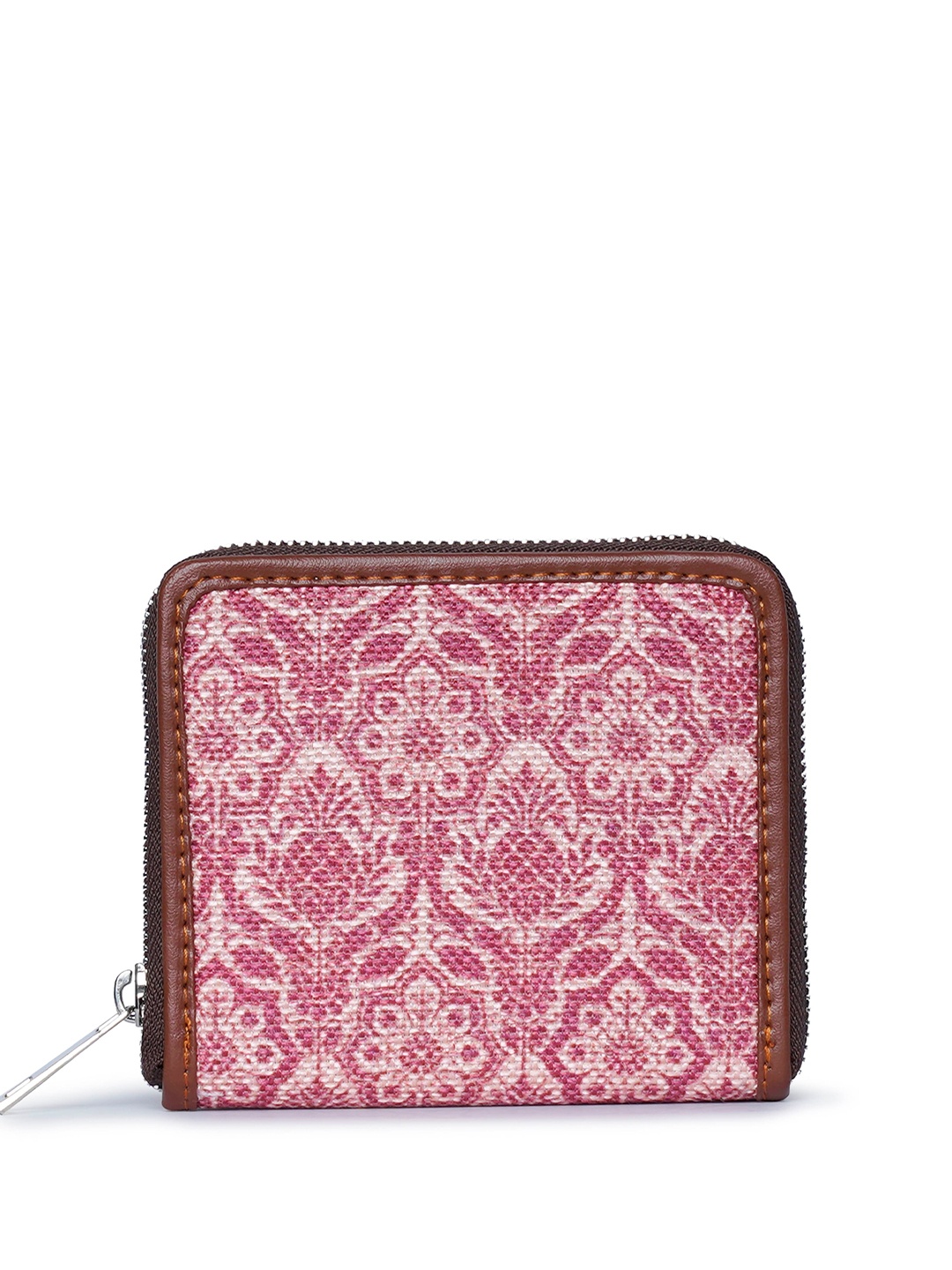 

ZOUK Women Floral Printed Zip Around Wallet, Pink