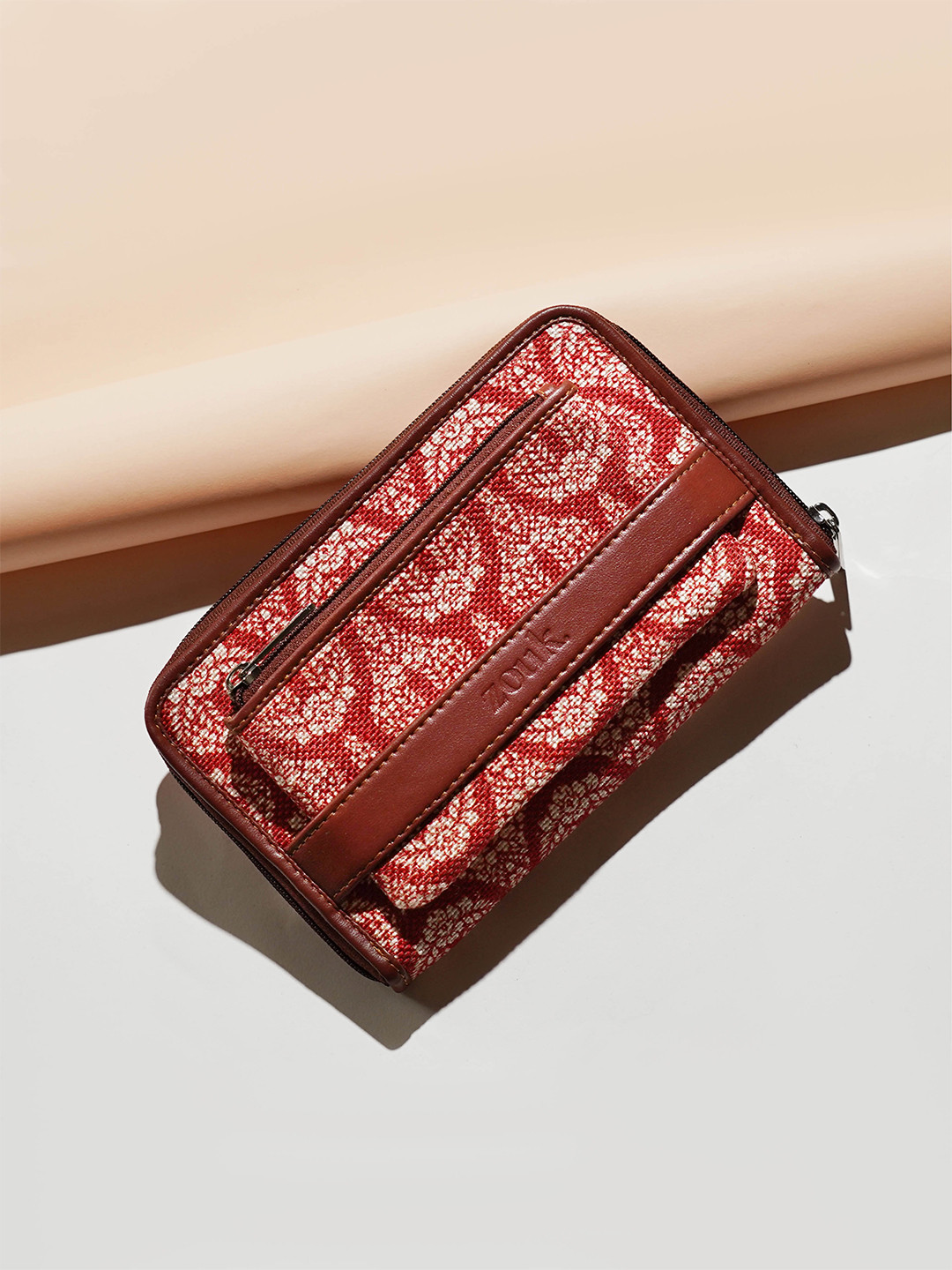 

ZOUK Women Floral Printed Zip Around Wallet, Red