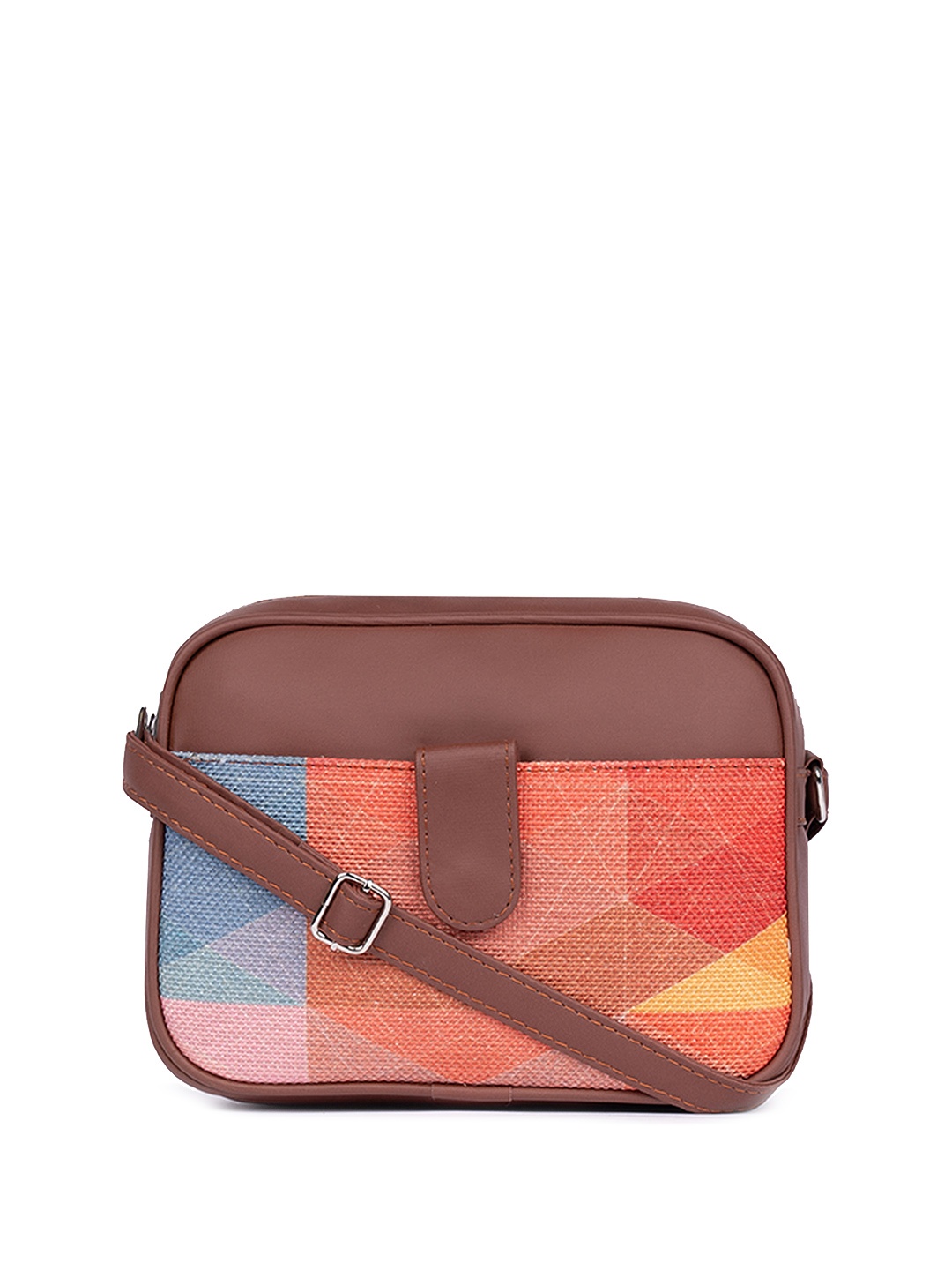 

ZOUK Colourblocked Structured Sling Bag, Brown