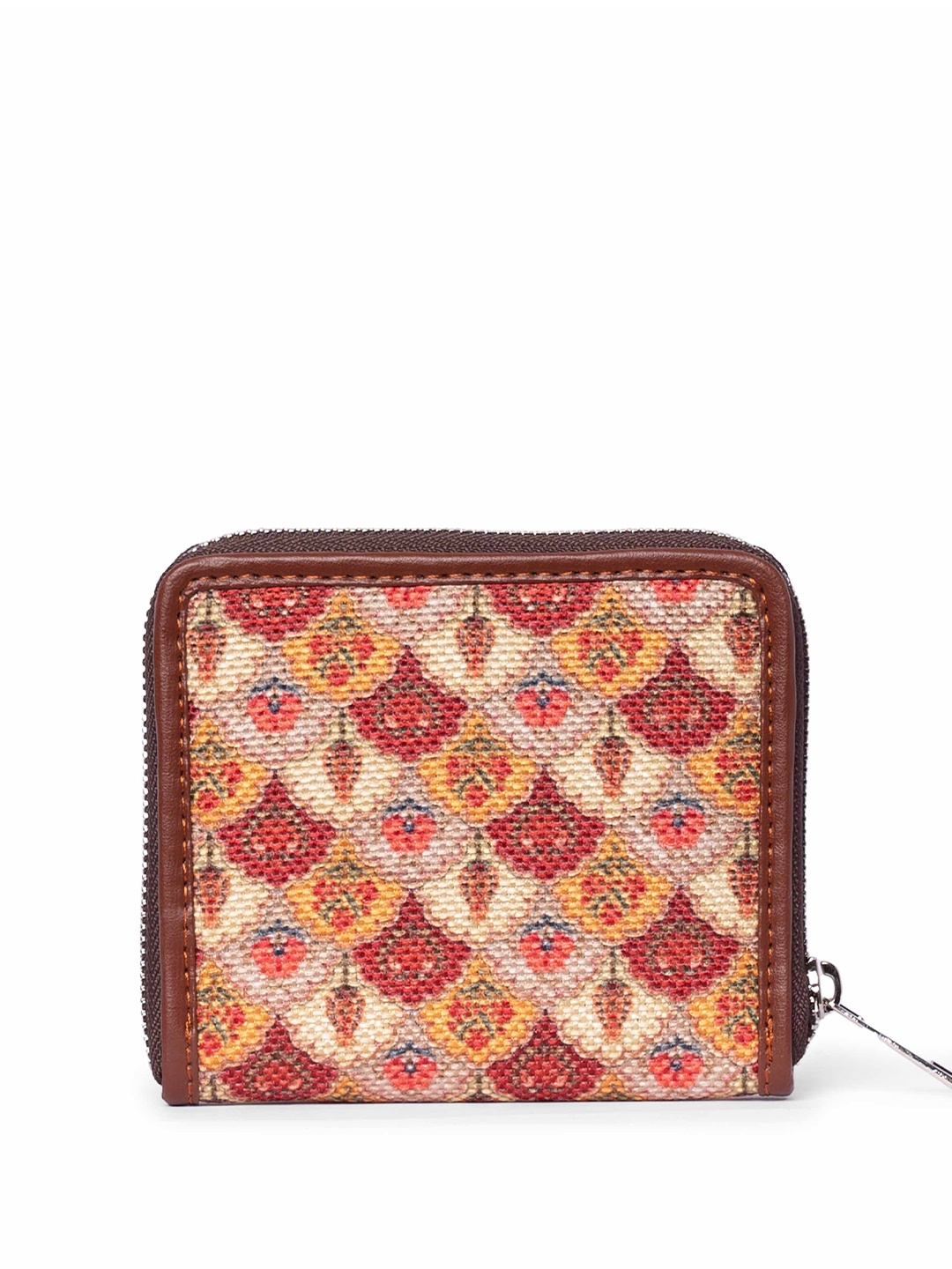 

ZOUK Ethnic Motifs Printed Zip Around Wallet, Brown