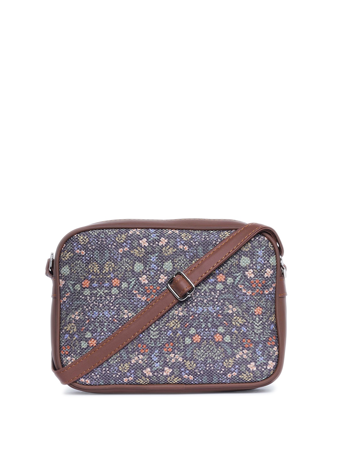 

ZOUK Floral Printed Structured Sling Bag, Blue