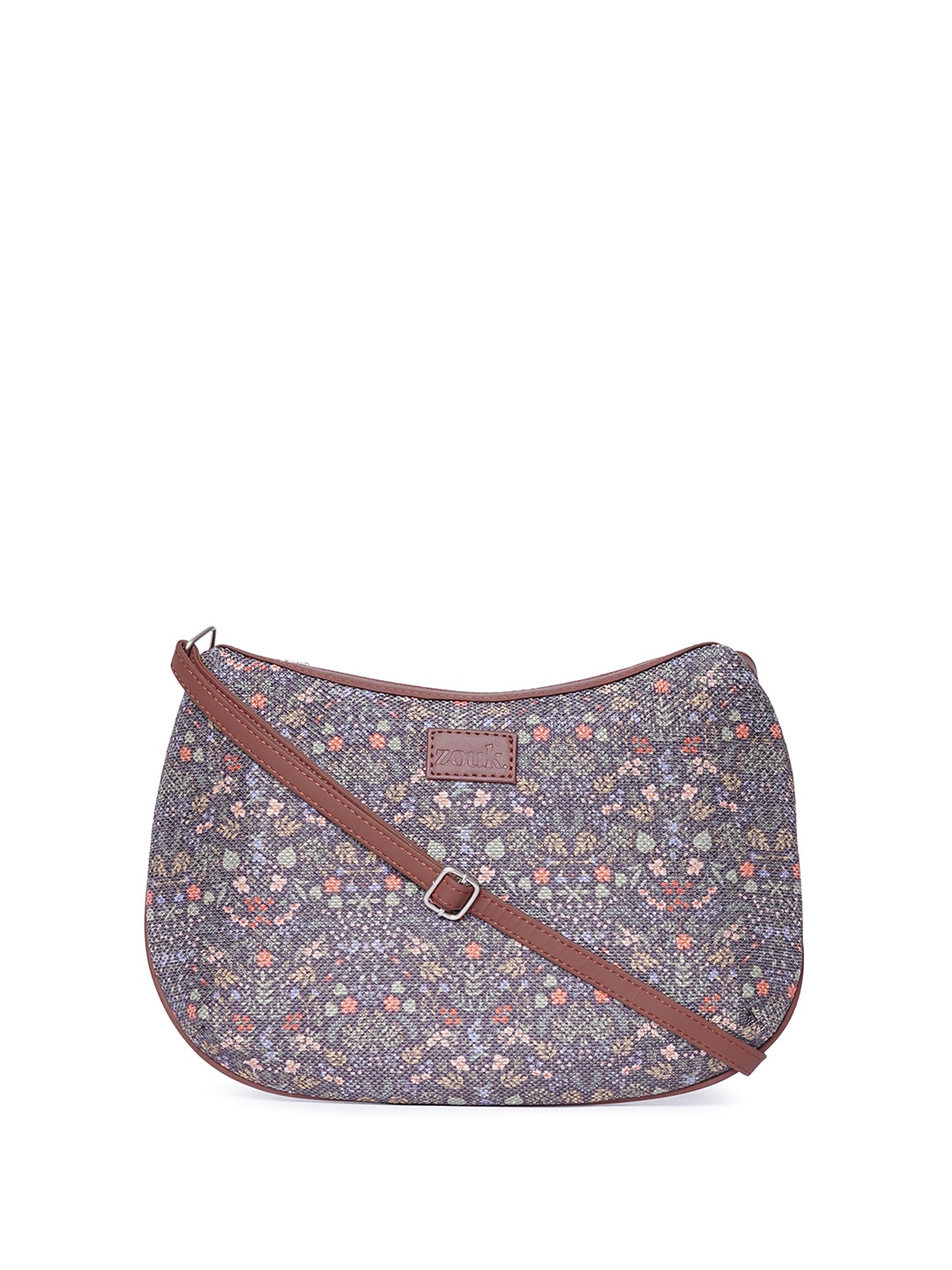 

ZOUK Floral Printed Structured Hobo Bag, Blue