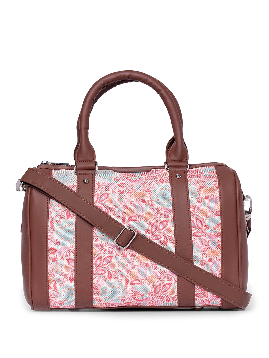 

ZOUK Floral Printed Structured Jute Handheld Bag, Multi