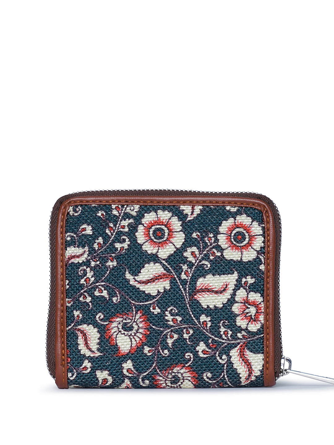 

ZOUK Floral Printed Zip Around Wallet, Blue
