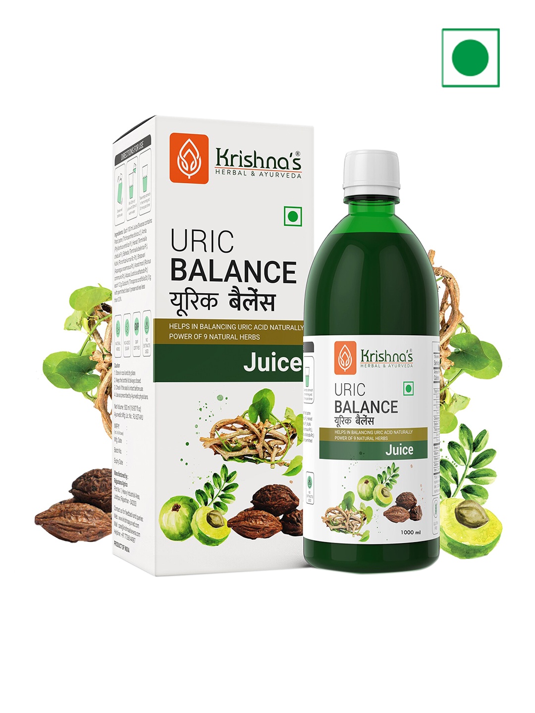 

Krishna's Herbal & Ayurveda Uric Balance Juice-1000 ml, Coffee brown