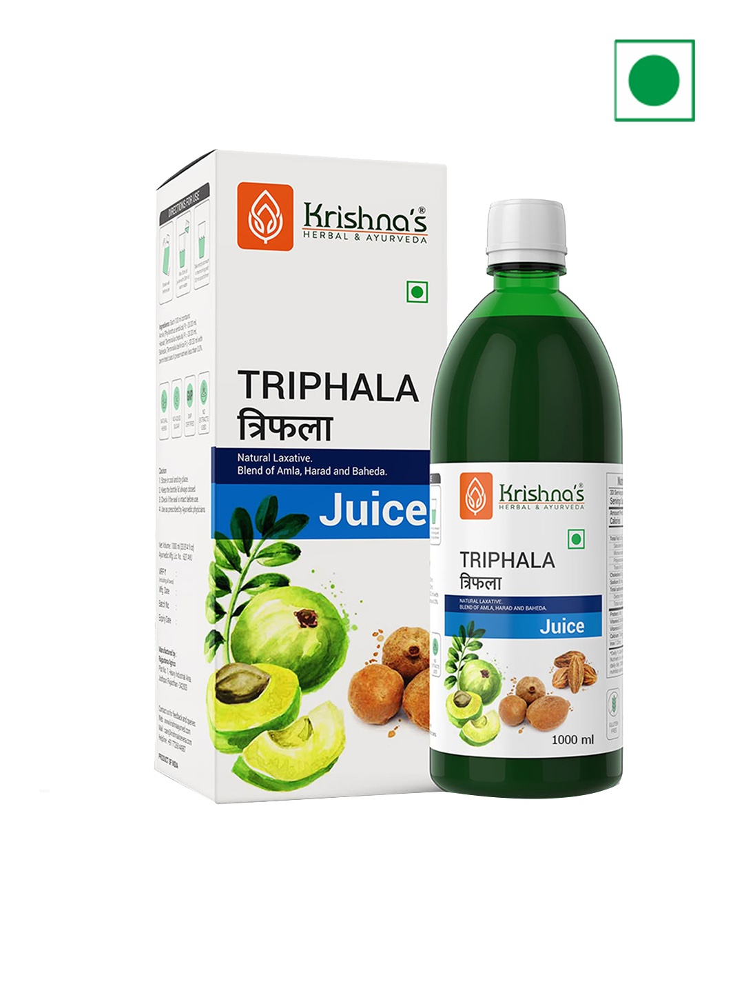 

Krishna's Herbal & Ayurveda Triphala Powerful Herbs Juice To Improve Gut Health - 1L, Green