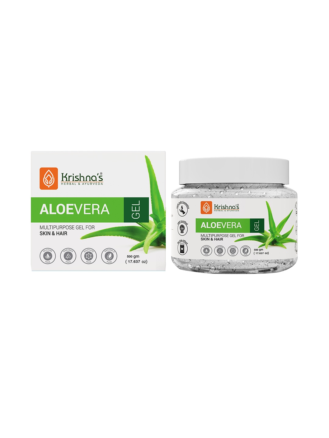 

Krishna's Herbal & Ayurveda Multipurpose Aloevera Gel for Skin & Hair - 500 g, White