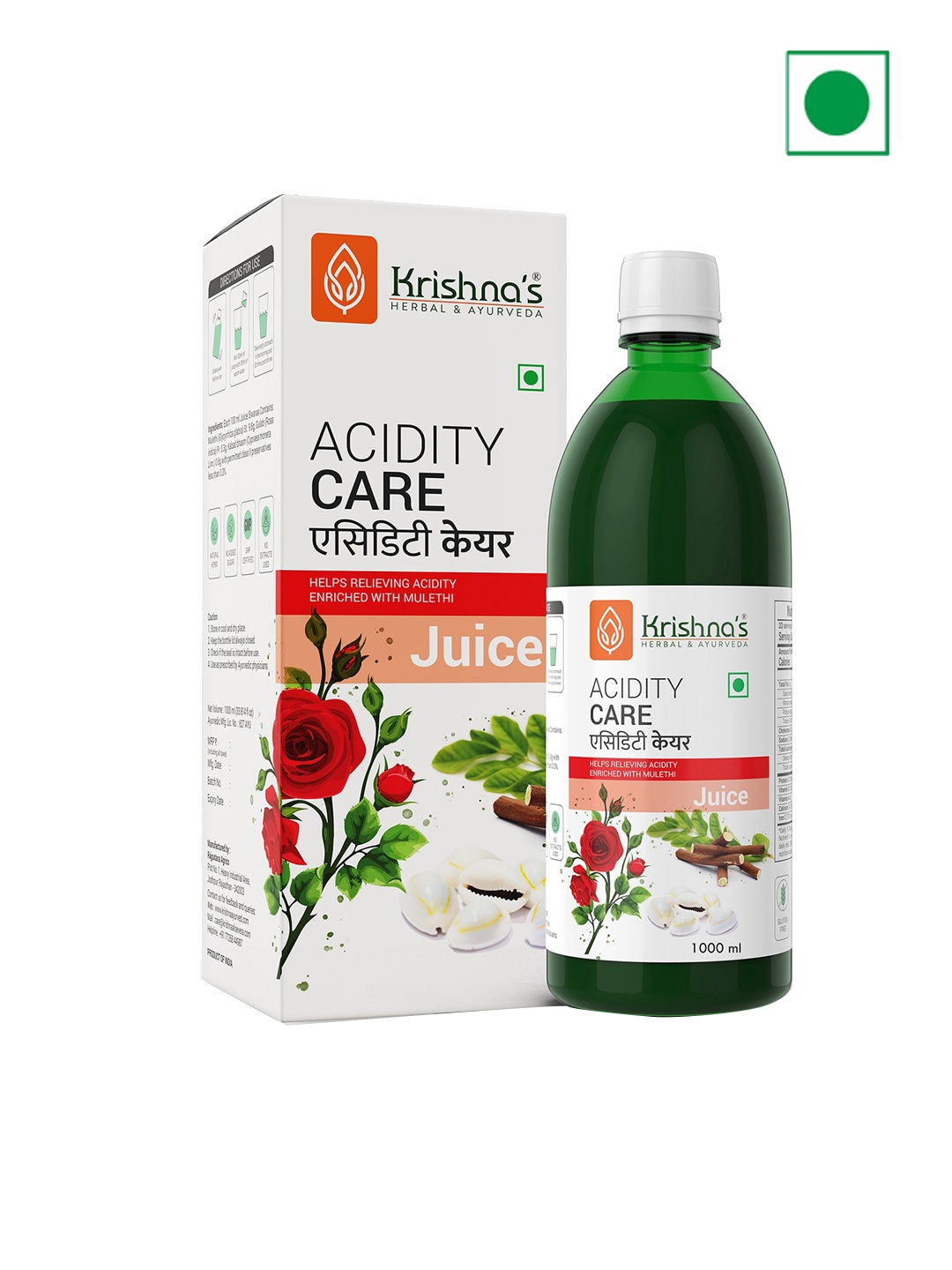 

Krishna's Herbal & Ayurveda Acidity Care Juice With Mulethi To Soothe & Calm Gut - 1L, Green