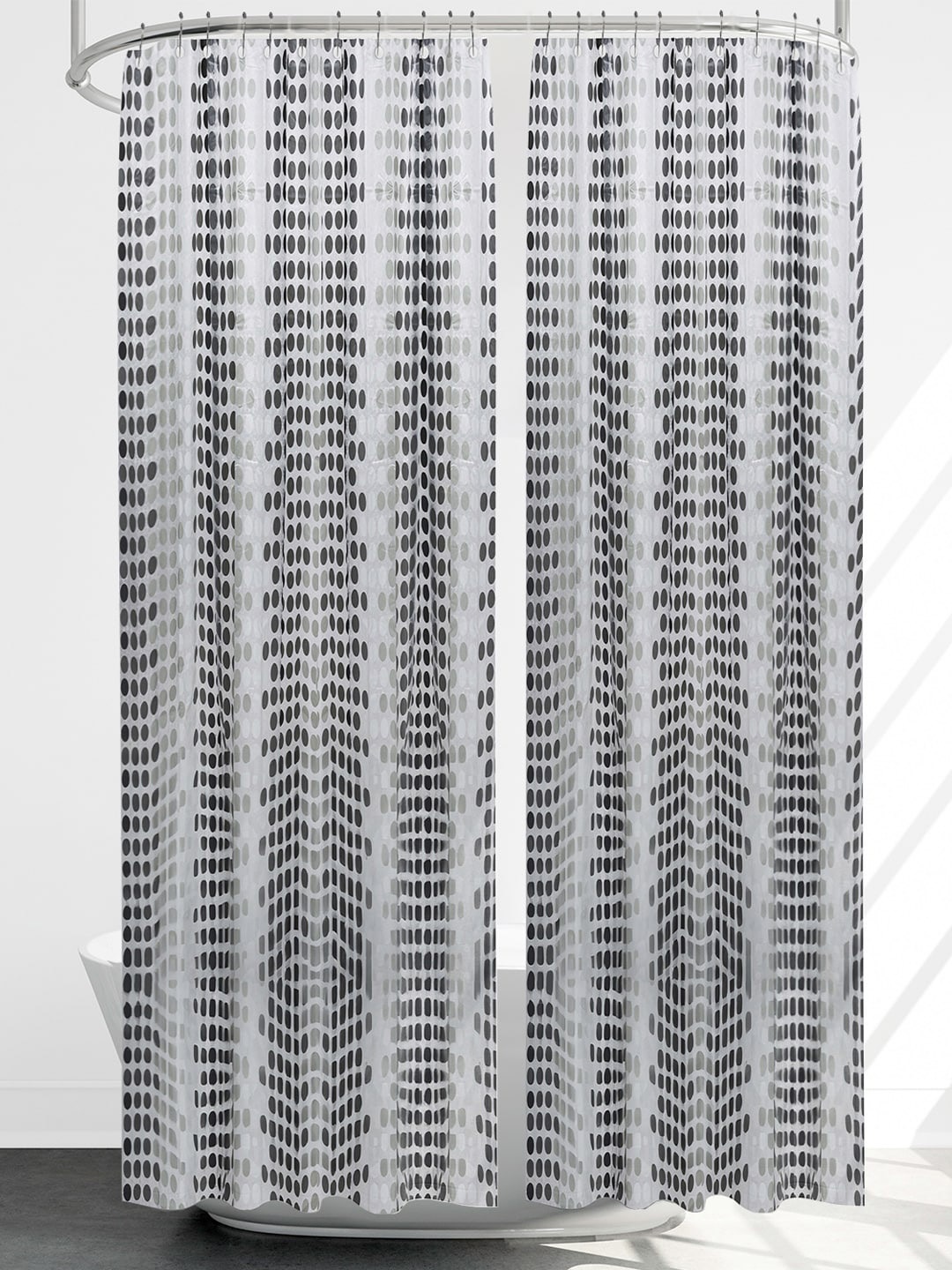 

Kuber Industries Black 2 Pieces Printed Peva Shower Curtains