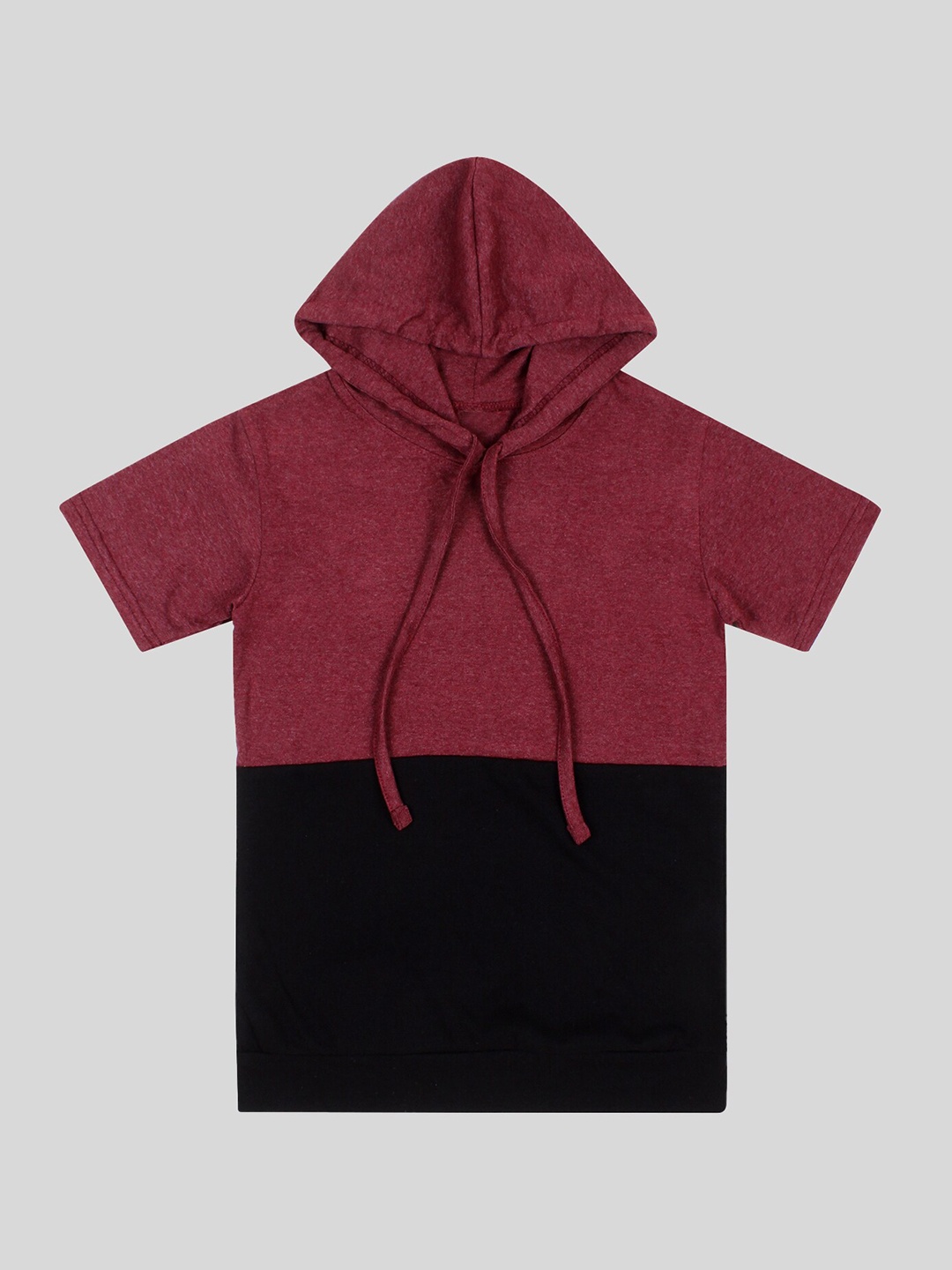 

Fasha Boys Colourblocked Hooded Pure Cotton T-shirt, Maroon