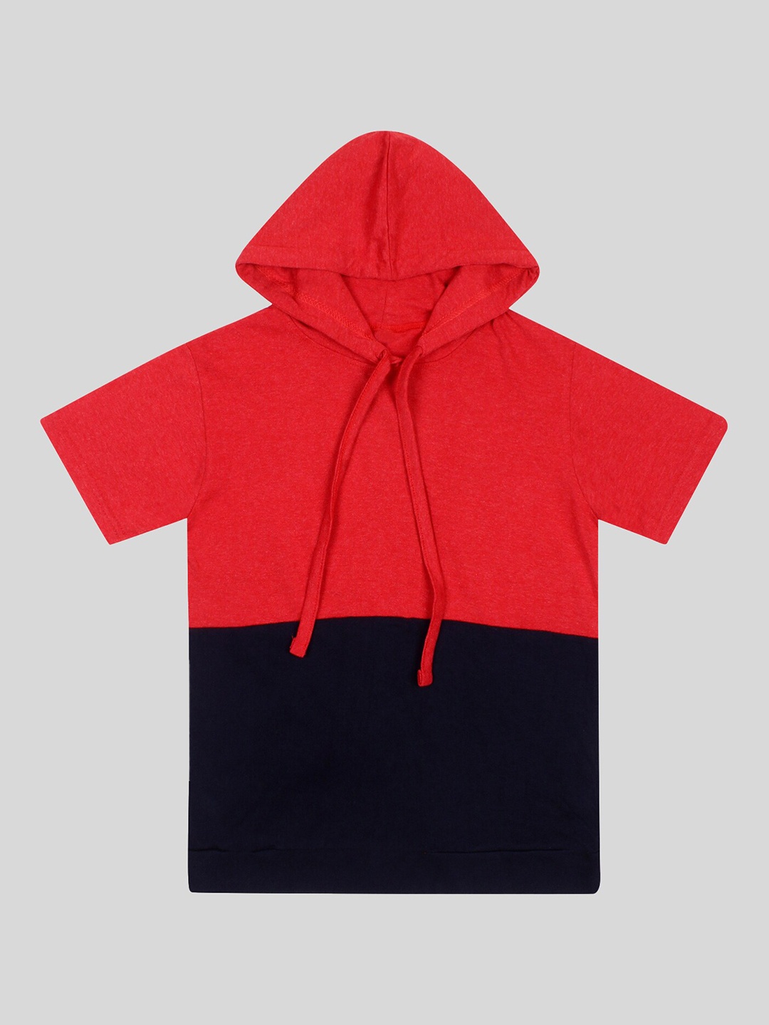 

Fasha Boys Colourblocked Hooded Pure Cotton T-shirt, Red