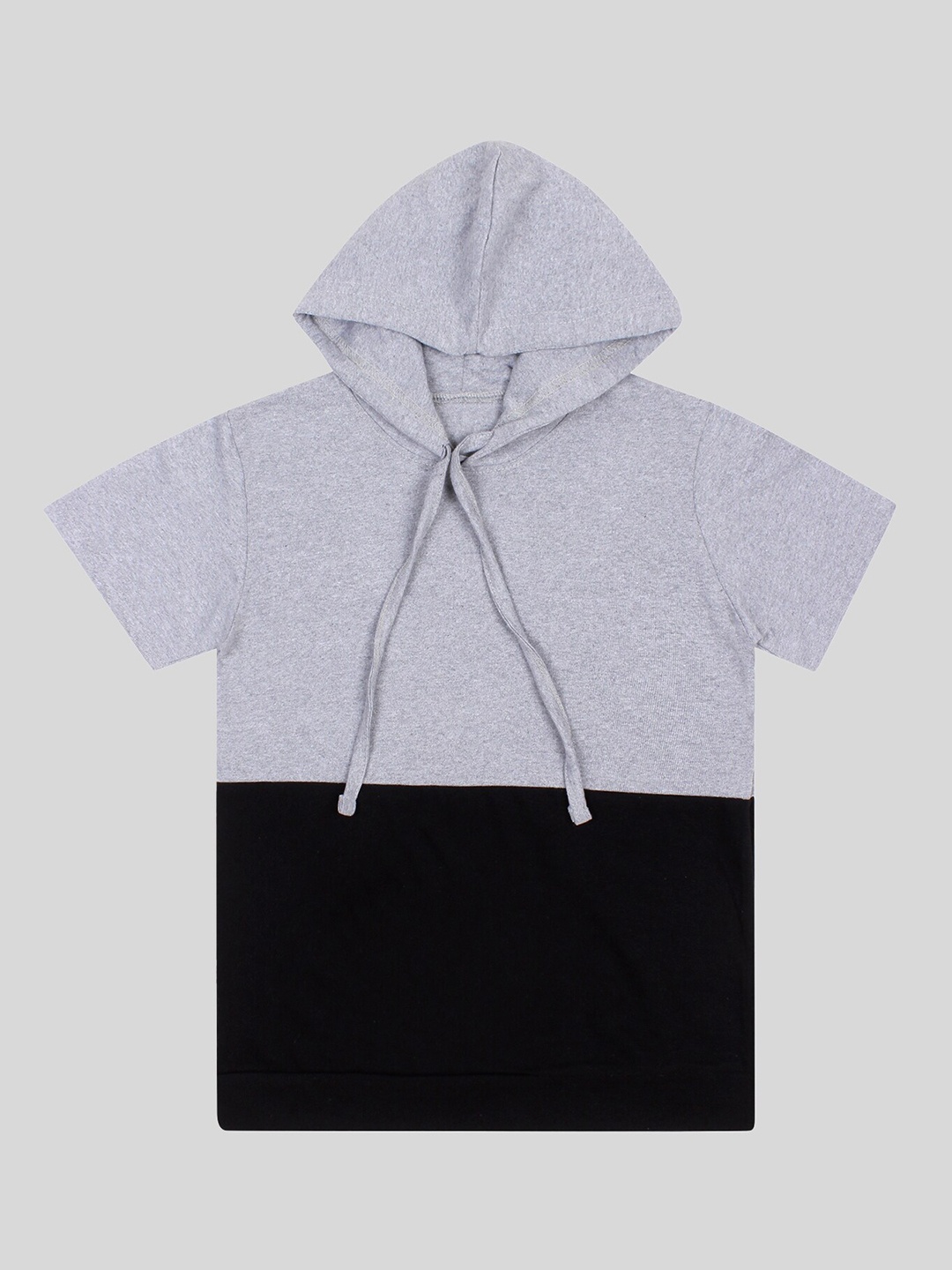 

Fasha Boys Colourblocked Hooded Pure Cotton T-shirt, Grey