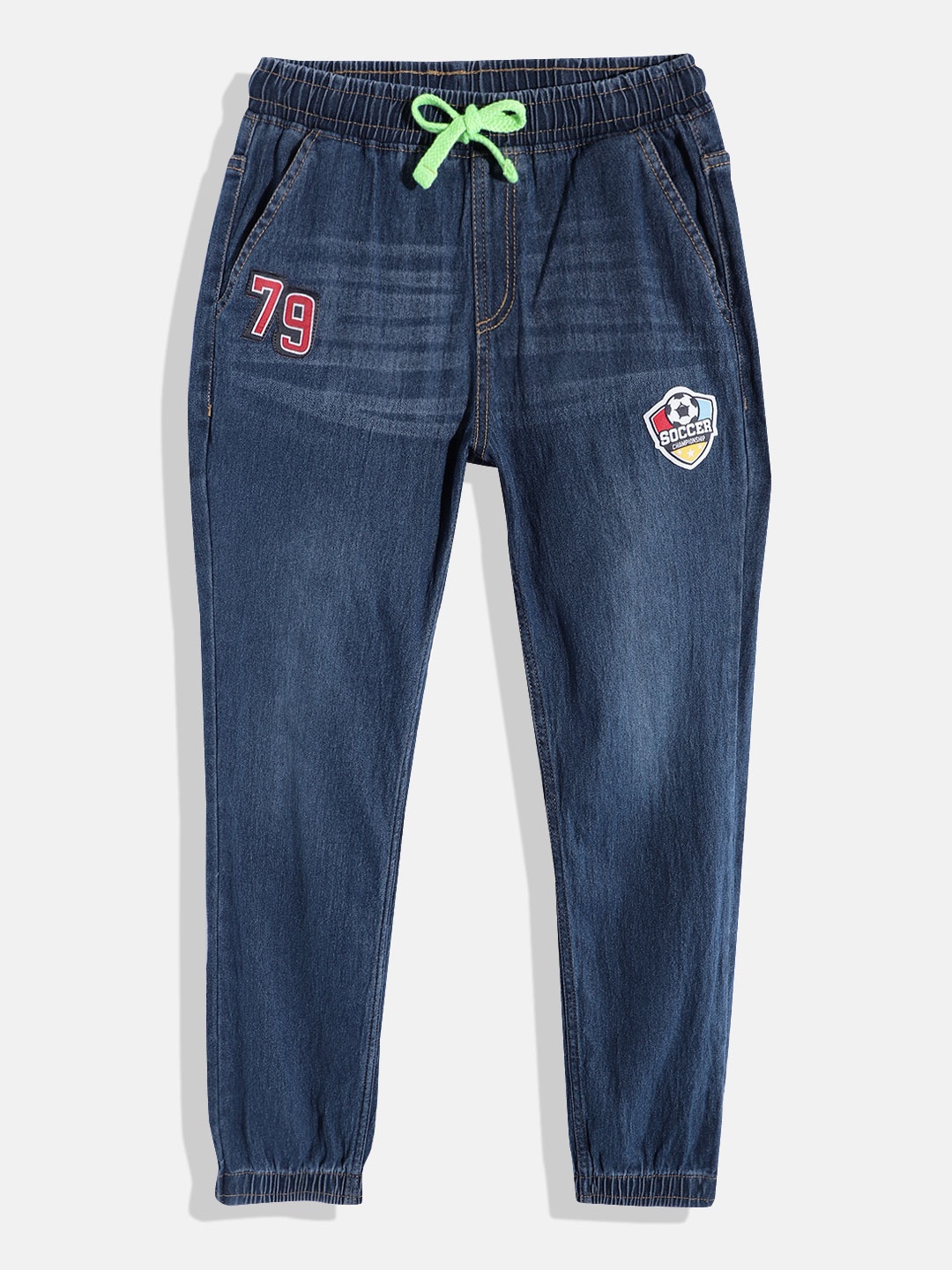 

YK Boys Applique Jogger Stretchable Jeans, Blue