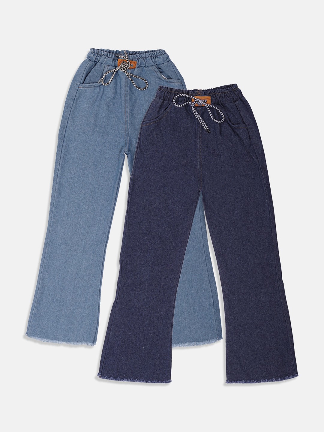 

MANZON Girls Pack Of 2 Flared Clean Look Cotton Jeans, Navy blue