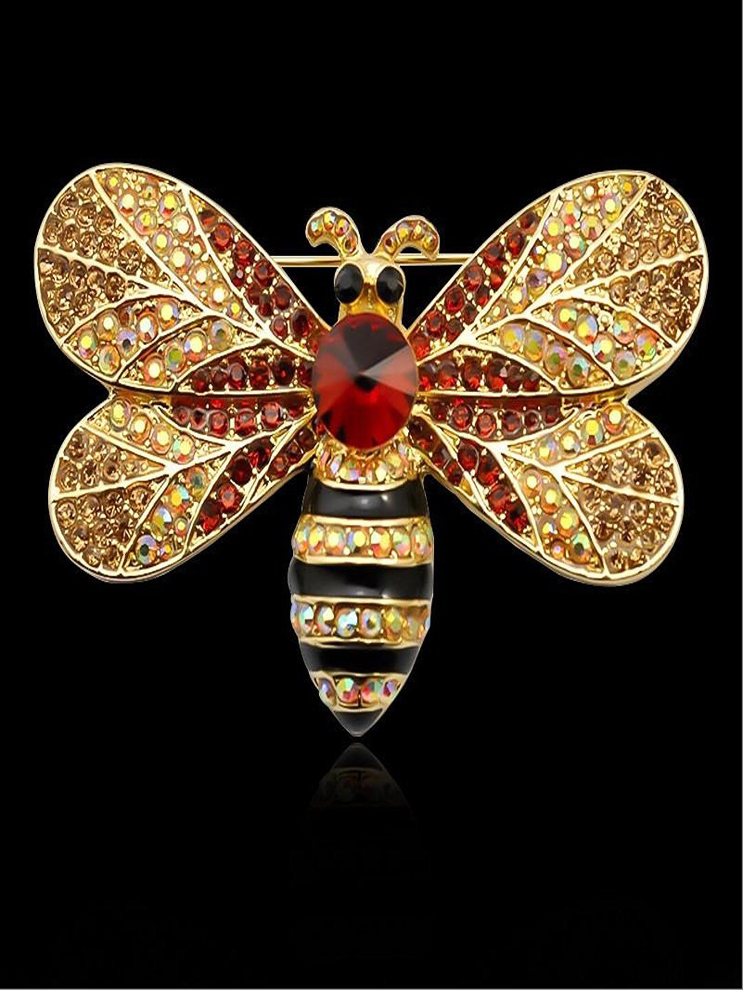 

UNIVERSITY TRENDZ Women Crystal Studded Honey Bee Brooch, Gold