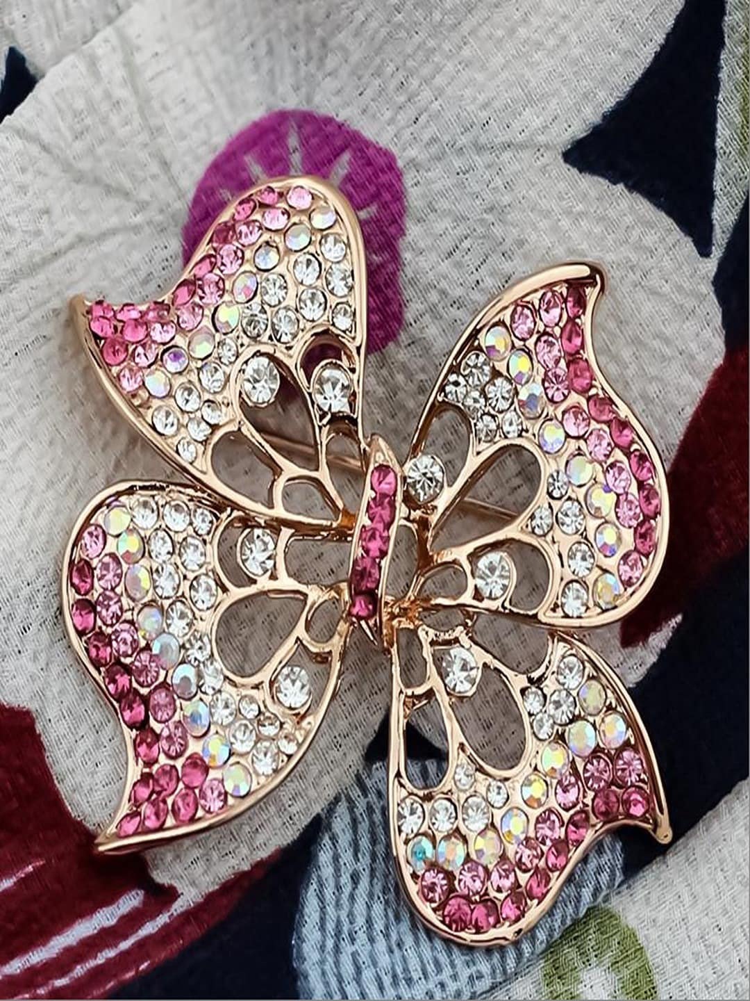 

UNIVERSITY TRENDZ Women Crystal Studded Floral Brooch, Gold